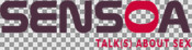 Logo Sensoa.be met baseline Talk(s) about sex, versie kleur